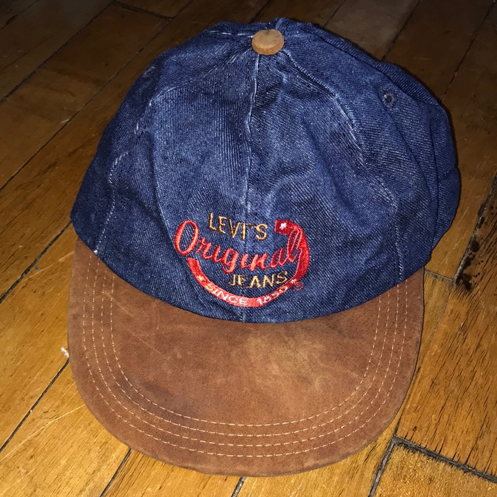 Levi's Blue Denim Cap with Red & Gold Embroidery
